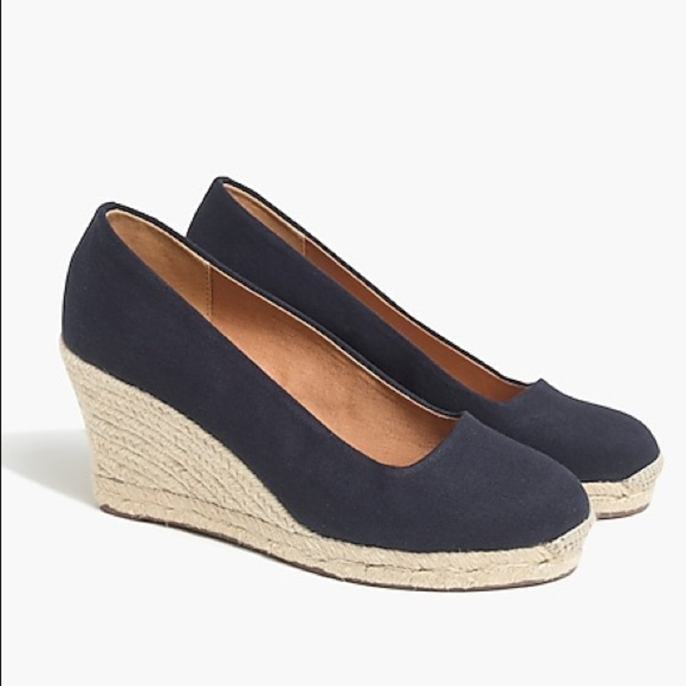 J. Crew 'Canvas Espadrille Wedges' in navy